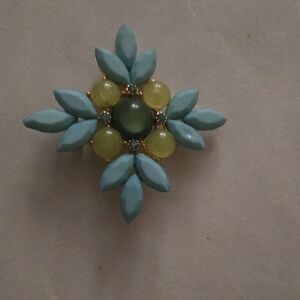 Elegant Blue and Green Floral Brooch